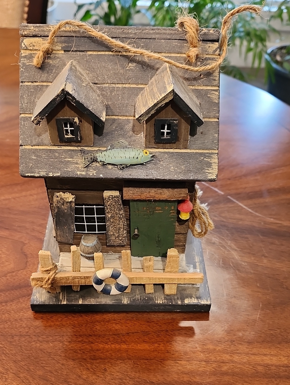 Coastal Cottage Hanging Wooden Birdhouse